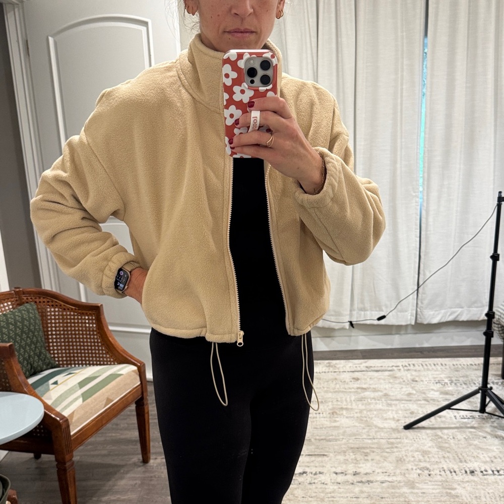 Tan Fleece Zip-Up Jacket - Picture 4 of 4